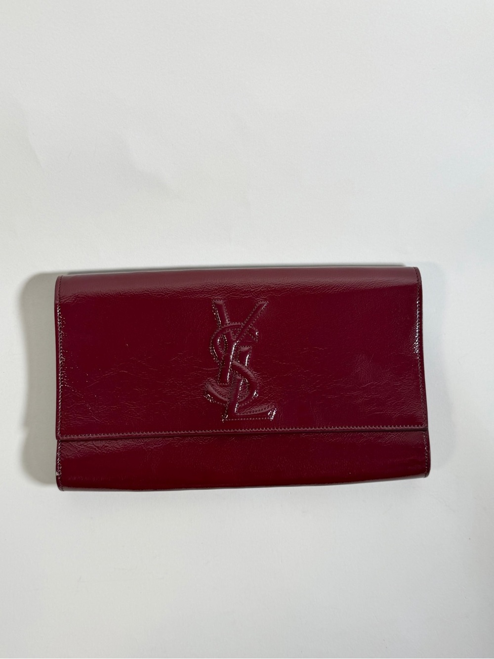 Saint Laurent Deep Burgundy Patent Leather Clutch